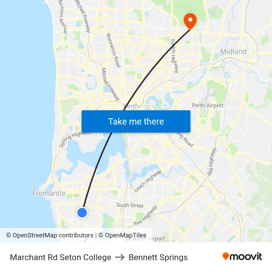 Marchant Rd Seton College to Bennett Springs map