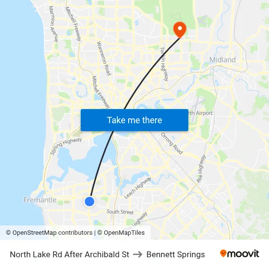 North Lake Rd After Archibald St to Bennett Springs map