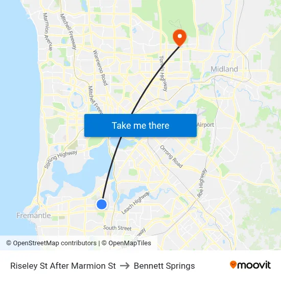Riseley St After Marmion St to Bennett Springs map