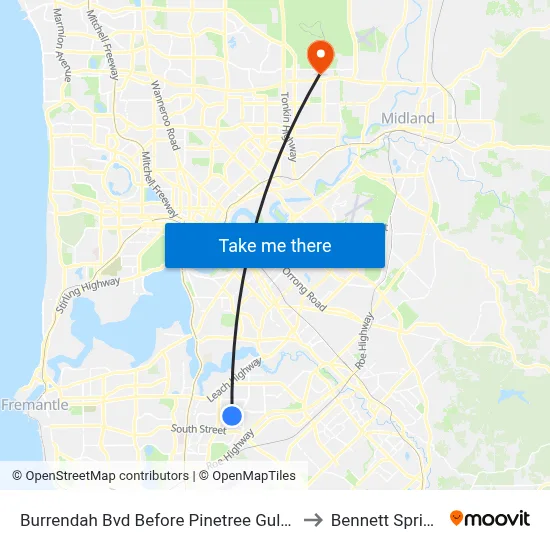 Burrendah Bvd Before Pinetree Gully Rd to Bennett Springs map