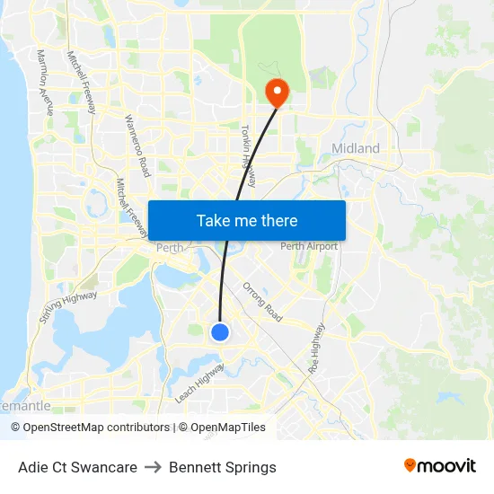 Adie Ct Swancare to Bennett Springs map