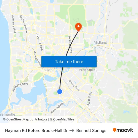 Hayman Rd Before Brodie-Hall Dr to Bennett Springs map