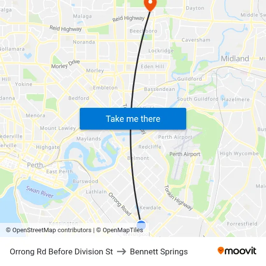 Orrong Rd Before Division St to Bennett Springs map