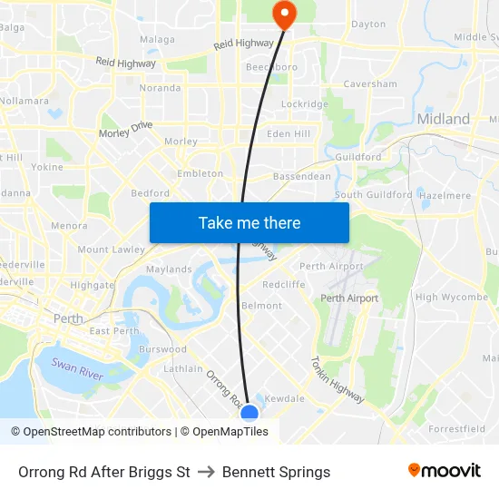 Orrong Rd After Briggs St to Bennett Springs map