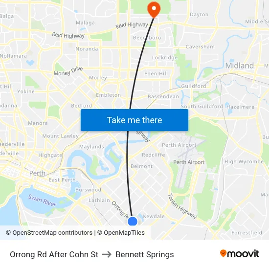 Orrong Rd After Cohn St to Bennett Springs map