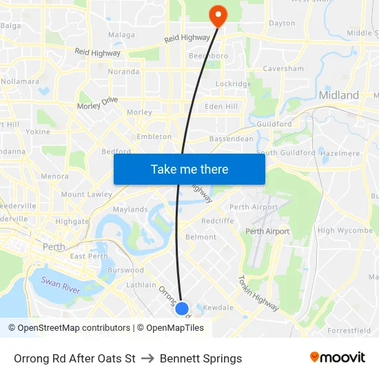 Orrong Rd After Oats St to Bennett Springs map