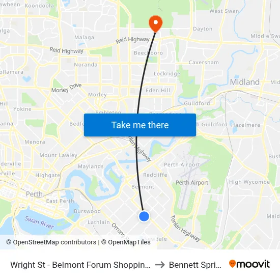 Wright St - Belmont Forum Shopping Ctr to Bennett Springs map