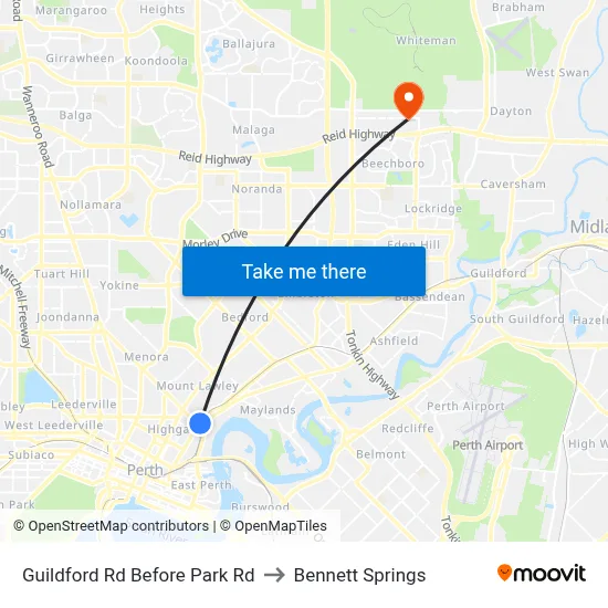 Guildford Rd Before Park Rd to Bennett Springs map