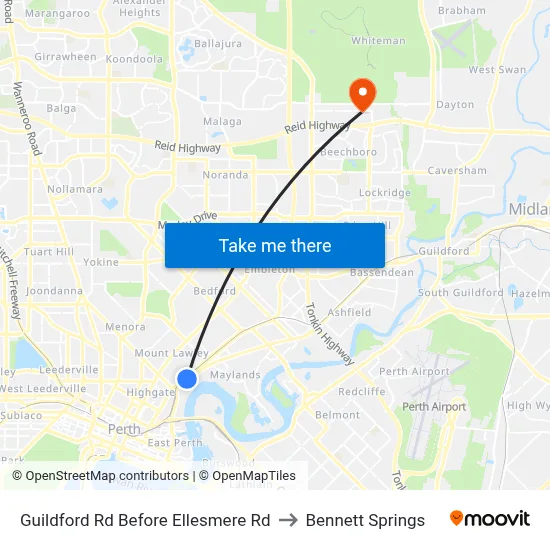 Guildford Rd Before Ellesmere Rd to Bennett Springs map