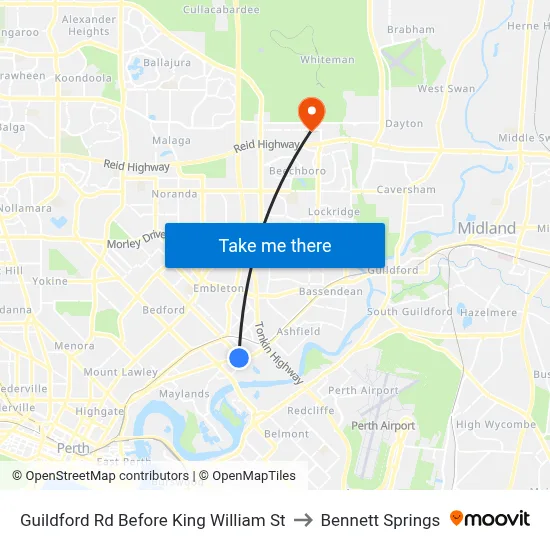 Guildford Rd Before King William St to Bennett Springs map