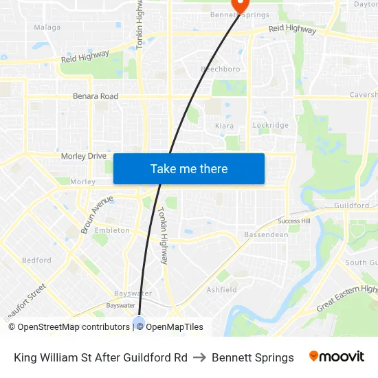King William St After Guildford Rd to Bennett Springs map