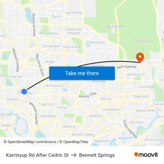Karrinyup Rd After Cedric St to Bennett Springs map