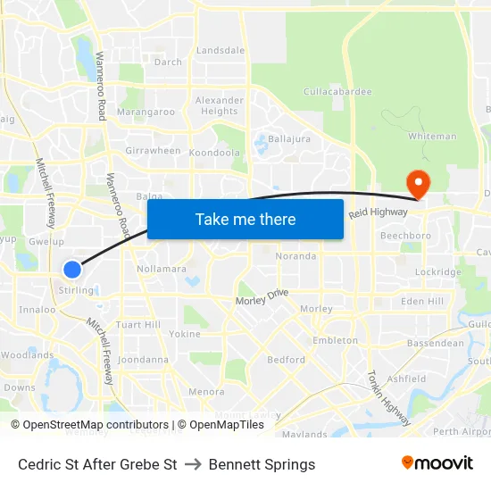Cedric St After Grebe St to Bennett Springs map