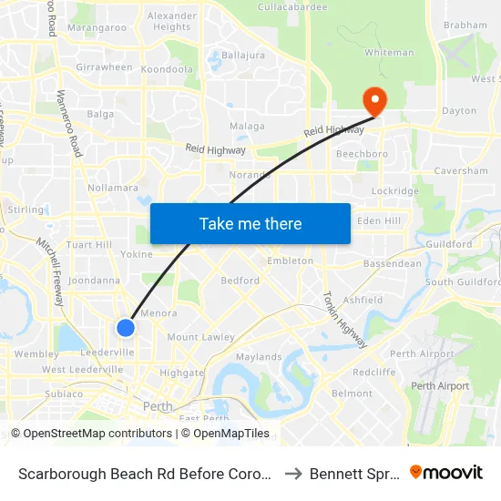 Scarborough Beach Rd Before Coronation St to Bennett Springs map