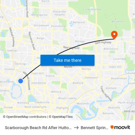 Scarborough Beach Rd After Hutton St to Bennett Springs map