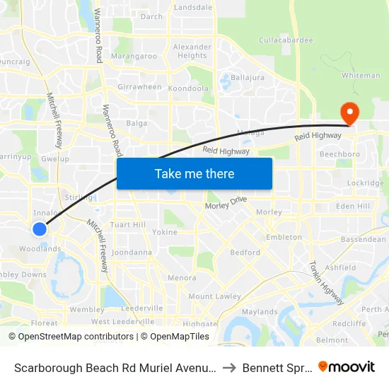 Scarborough Beach Rd Muriel Avenue Cat Id 8 to Bennett Springs map