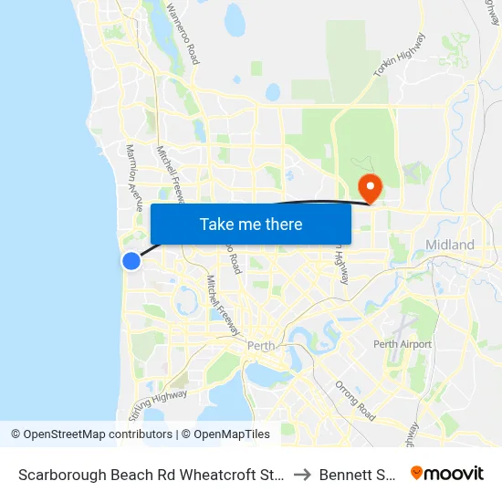 Scarborough Beach Rd Wheatcroft Street Cat Id 18 to Bennett Springs map