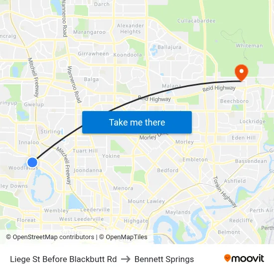 Liege St Before Blackbutt Rd to Bennett Springs map