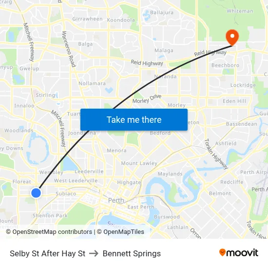 Selby St After Hay St to Bennett Springs map
