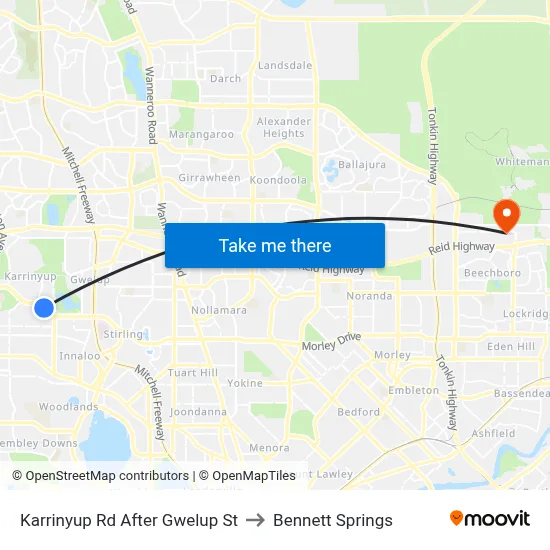 Karrinyup Rd After Gwelup St to Bennett Springs map