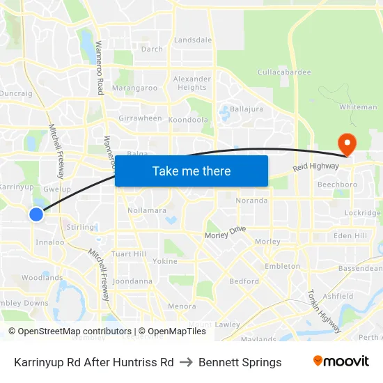 Karrinyup Rd After Huntriss Rd to Bennett Springs map