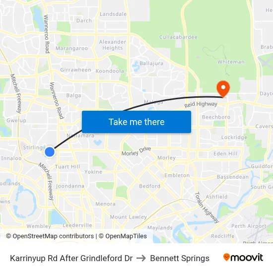 Karrinyup Rd After Grindleford Dr to Bennett Springs map