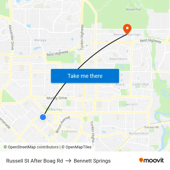 Russell St After Boag Rd to Bennett Springs map