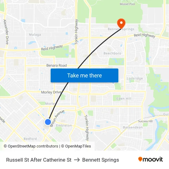 Russell St After Catherine St to Bennett Springs map
