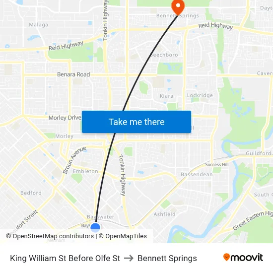 King William St Before Olfe St to Bennett Springs map