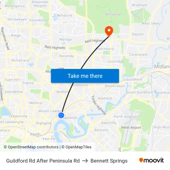 Guildford Rd After Peninsula Rd to Bennett Springs map