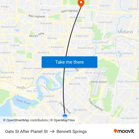 Oats St After Planet St to Bennett Springs map