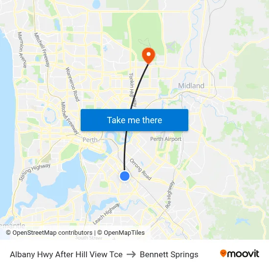 Albany Hwy After Hill View Tce to Bennett Springs map