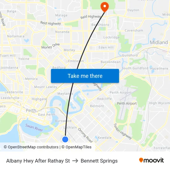 Albany Hwy After Rathay St to Bennett Springs map