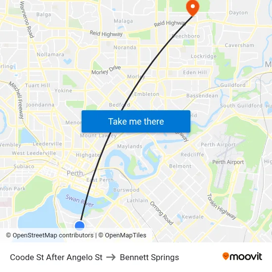 Coode St After Angelo St to Bennett Springs map