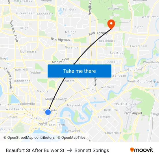 Beaufort St After Bulwer St to Bennett Springs map
