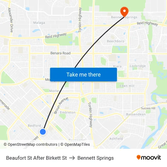 Beaufort St After Birkett St to Bennett Springs map