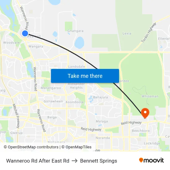 Wanneroo Rd After East Rd to Bennett Springs map