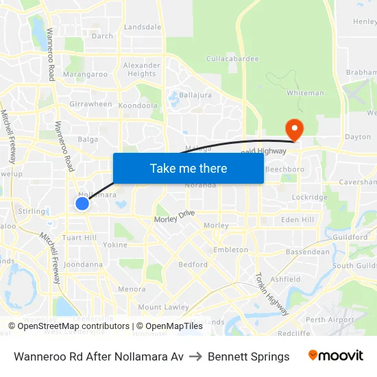 Wanneroo Rd After Nollamara Av to Bennett Springs map