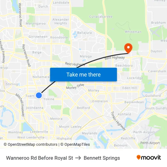 Wanneroo Rd Before Royal St to Bennett Springs map