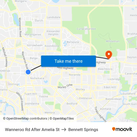 Wanneroo Rd After Amelia St to Bennett Springs map