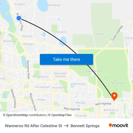 Wanneroo Rd After Celestine St to Bennett Springs map