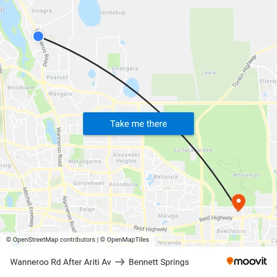 Wanneroo Rd After Ariti Av to Bennett Springs map