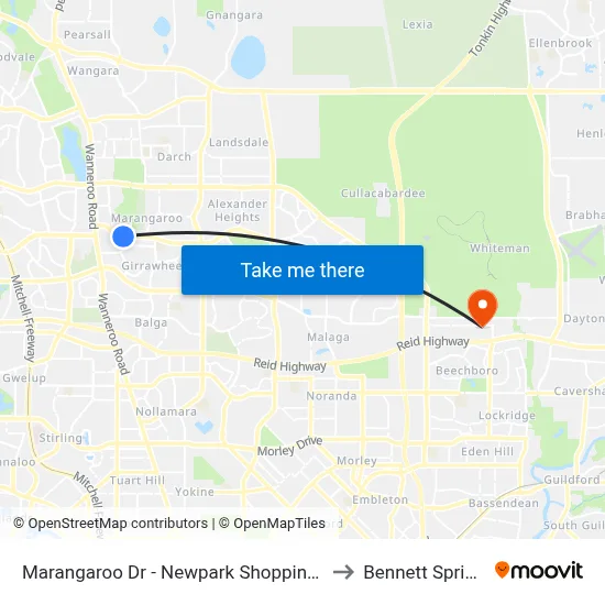 Marangaroo Dr - Newpark Shopping Ctr to Bennett Springs map
