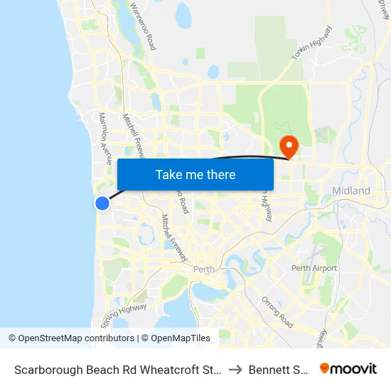 Scarborough Beach Rd Wheatcroft Street Cat Id 22 to Bennett Springs map