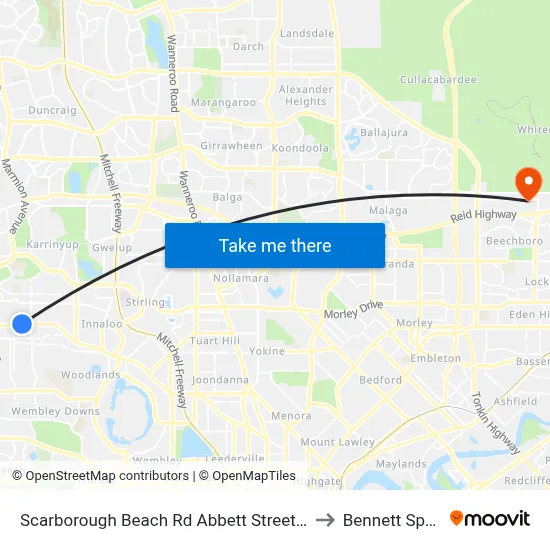 Scarborough Beach Rd Abbett Street Cat Id 24 to Bennett Springs map