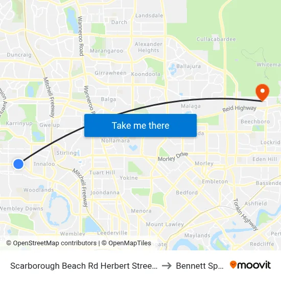 Scarborough Beach Rd Herbert Street Cat Id 27 to Bennett Springs map