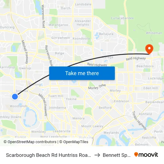 Scarborough Beach Rd Huntriss Road Cat Id 31 to Bennett Springs map