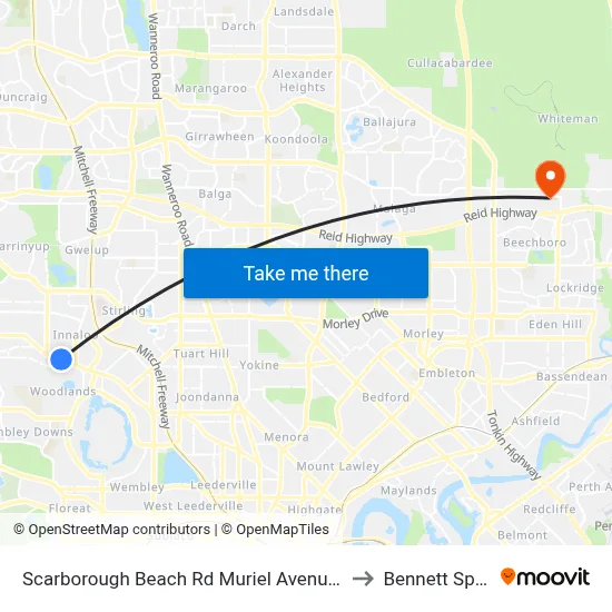 Scarborough Beach Rd Muriel Avenue Cat Id 32 to Bennett Springs map