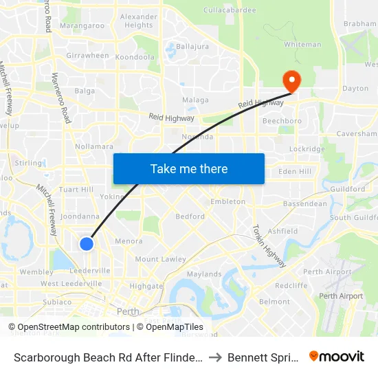 Scarborough Beach Rd After Flinders St to Bennett Springs map