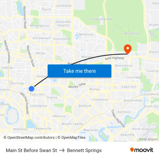 Main St Before Swan St to Bennett Springs map